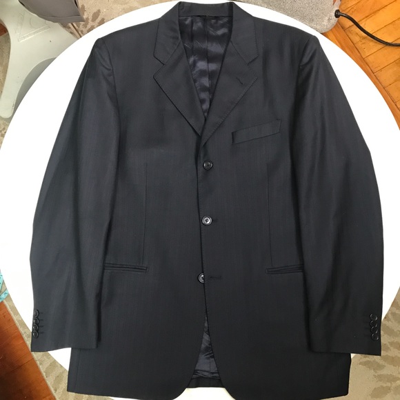 Halston Mens Sport coat, Dk Navy, Sz 42L - Picture 4 of 7